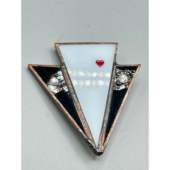 Vintage Handcrafted Glass Pin Brooch Geometric Abstract 70s Costume Jewelry - Picture 2 of 5